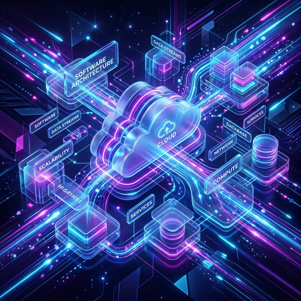 Abstract 3D digital illustration of cloud computing