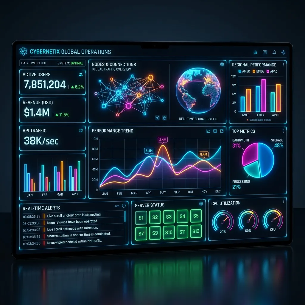 High tech data visualization dashboard
