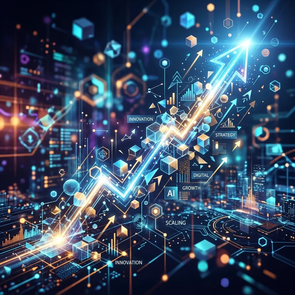 Abstract digital representation of business growth and scaling